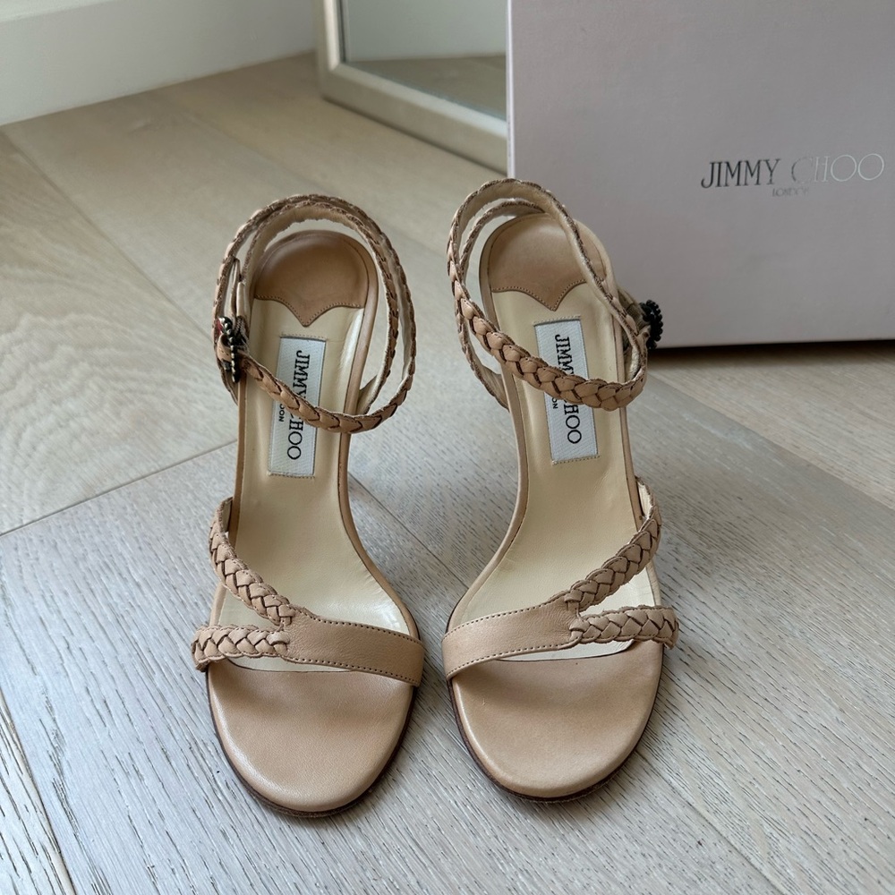 EUC Jimmy Choo Nude Strappy Heeled Sandals 39.5 - Picture 7 of 13